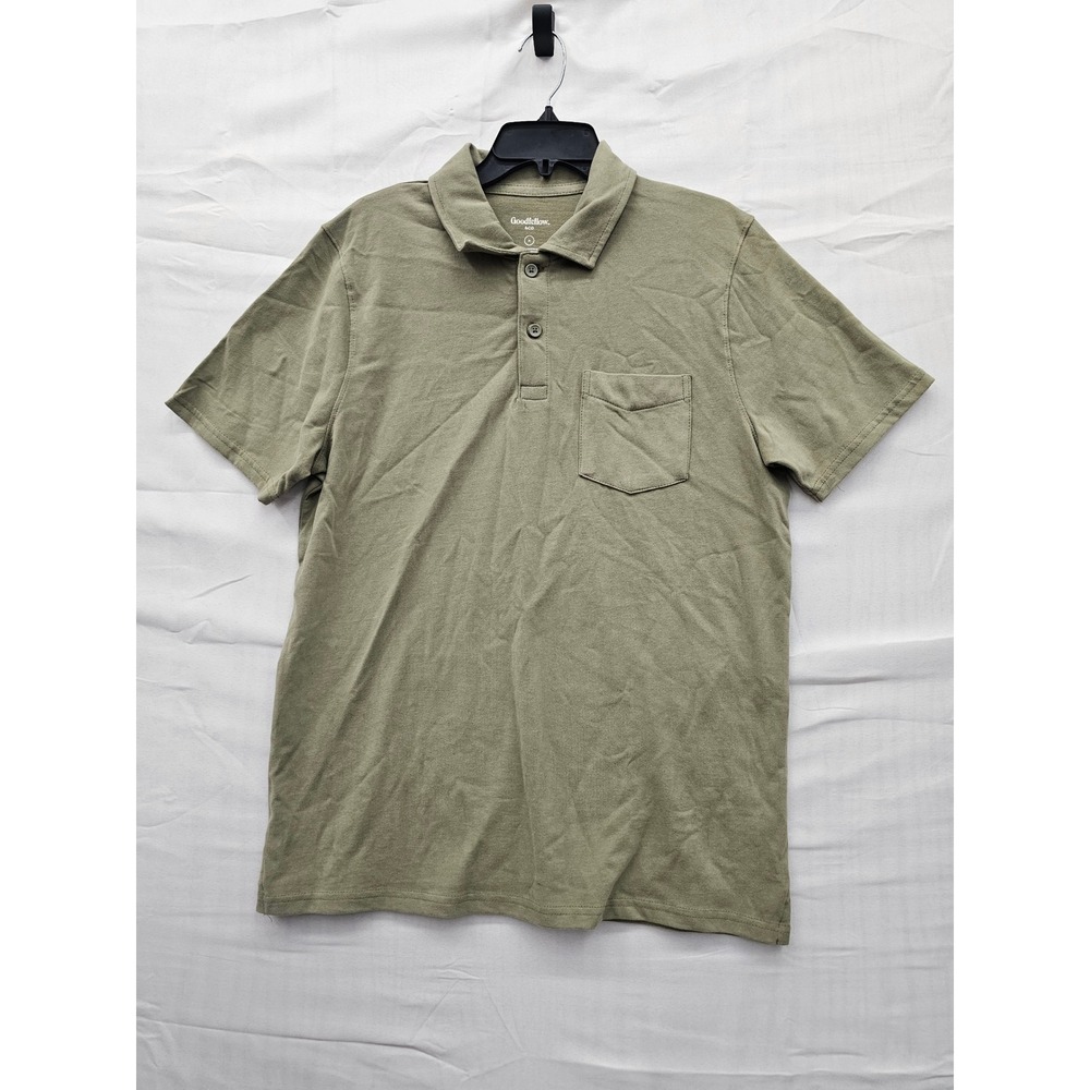 Goodfellow‎ & Co Mens SS Vintage Polo Olive Green Cotton Shirt M 043136107